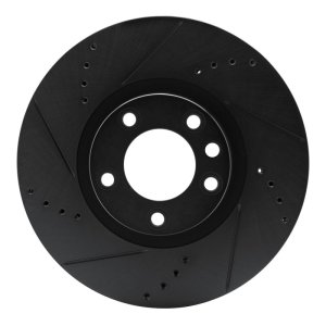 Porsche Cayenne Brake Rotor (1) - Right Front - R1 Concepts - Drilled & Slotted - Black - `11-`18
